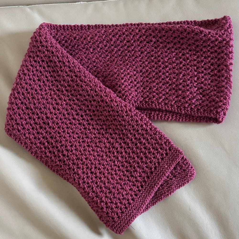 Handmade Knit Crochet Pink Scarf